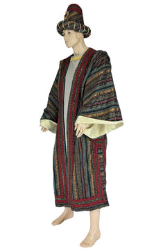 Noleggio tunica decorata con copricapo per rievocazioni uomo ###