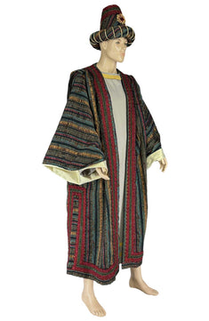 Noleggio tunica decorata con copricapo per rievocazioni uomo ###