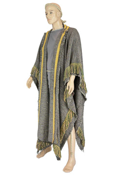 Noleggio tunica e mantello storico uomo con frange dorate ###