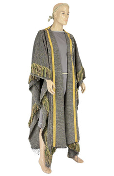 Noleggio tunica e mantello storico uomo con frange dorate ###