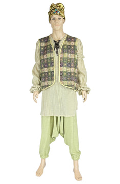 Noleggio costume orientale uomo con gilet ricamato e turbante