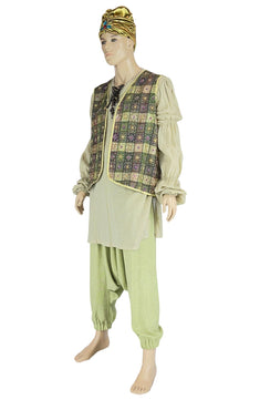 Noleggio costume orientale uomo con gilet ricamato e turbante
