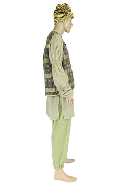 Noleggio costume orientale uomo con gilet ricamato e turbante