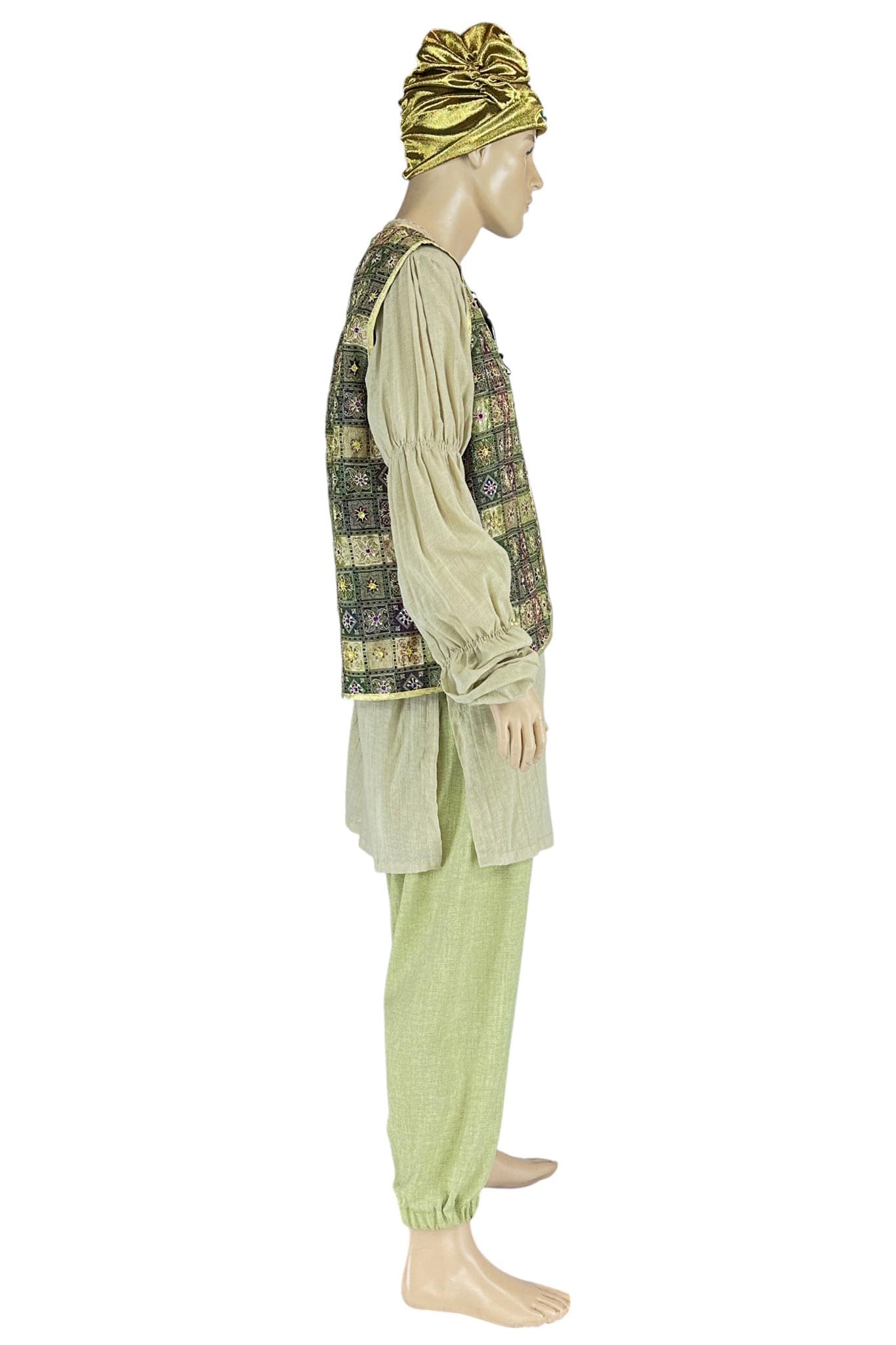 Noleggio costume orientale uomo con gilet ricamato e turbante