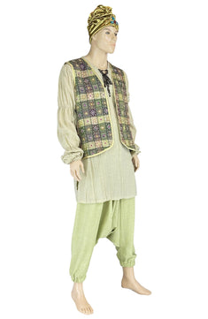 Noleggio costume orientale uomo con gilet ricamato e turbante