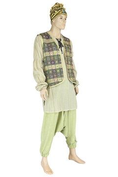 Noleggio costume orientale uomo con gilet ricamato e turbante