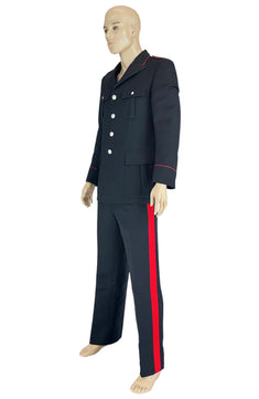 Noleggio uniforme militare uomo nera con bande rosse