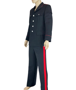 Noleggio uniforme militare uomo nera con bande rosse