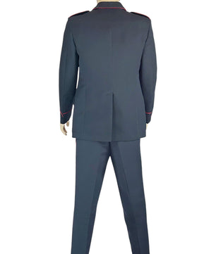 Noleggio uniforme militare uomo nera con bande rosse