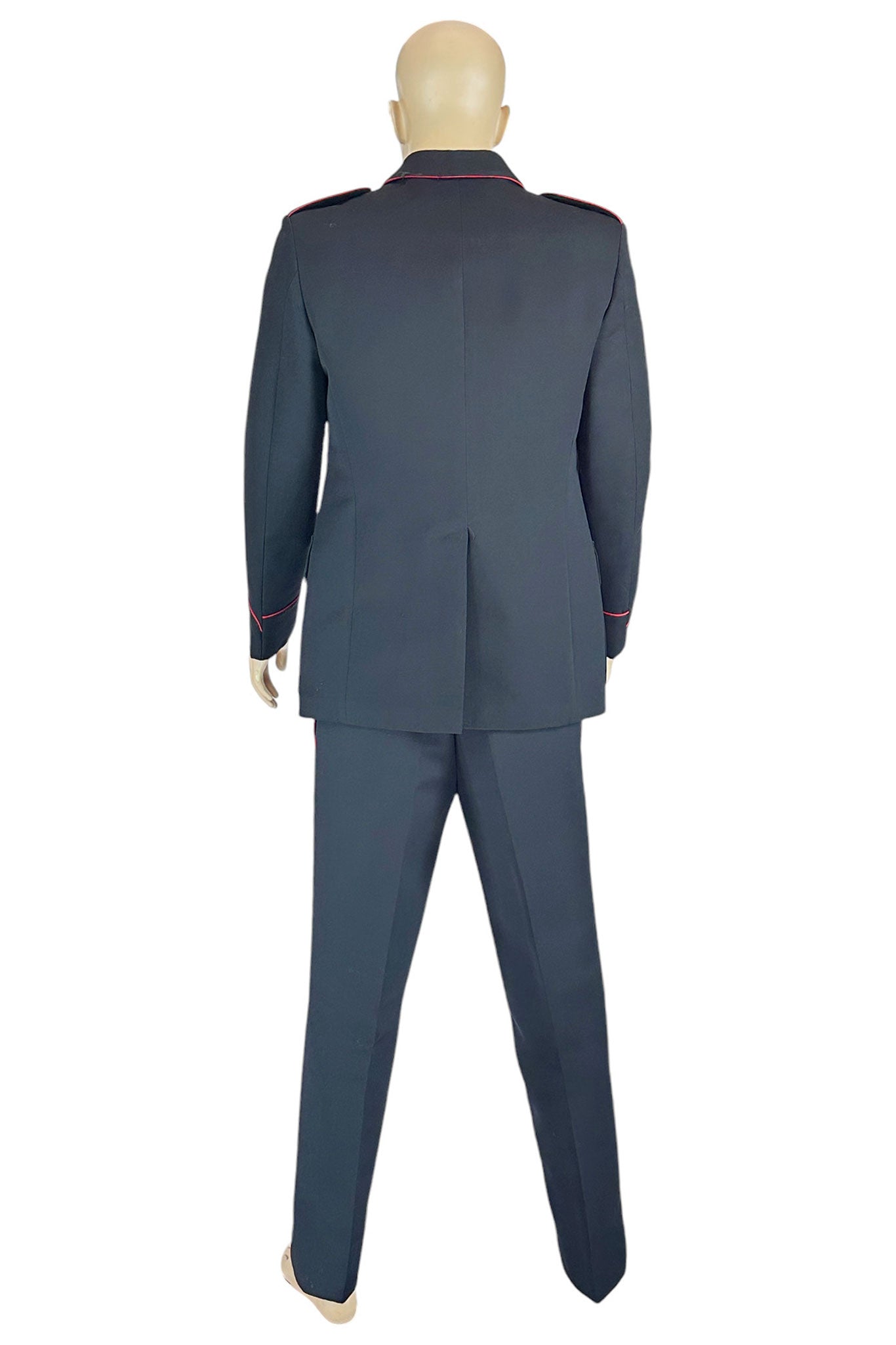 Noleggio uniforme militare uomo nera con bande rosse