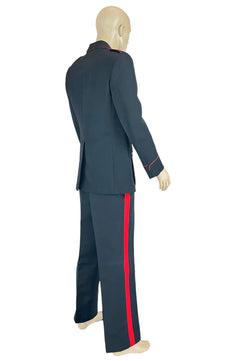 Noleggio uniforme militare uomo nera con bande rosse
