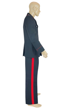 Noleggio uniforme militare uomo nera con bande rosse