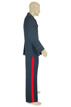 Noleggio uniforme militare uomo nera con bande rosse