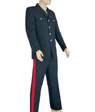 Noleggio uniforme militare uomo nera con bande rosse