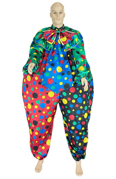 Noleggio costume da clown uomo multicolore a pois vivaci - Carnevale
