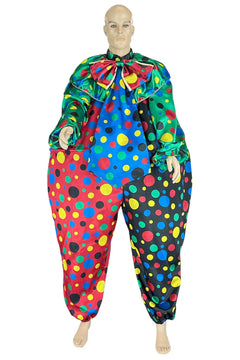 Noleggio costume da clown uomo multicolore a pois vivaci - Carnevale