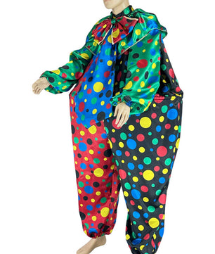 Noleggio costume da clown uomo multicolore a pois vivaci - Carnevale
