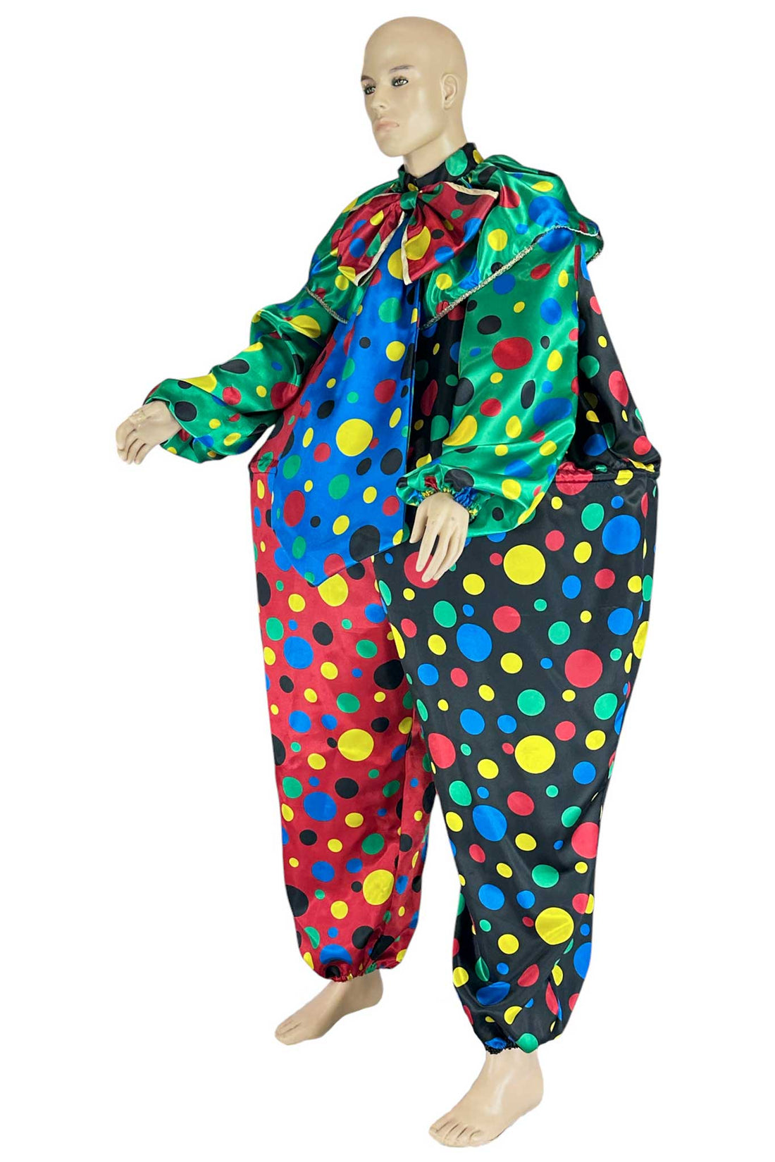 Noleggio costume da clown uomo multicolore a pois vivaci - Carnevale