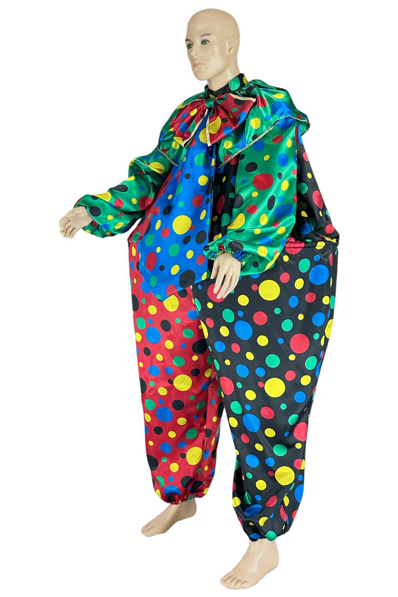 Noleggio costume da clown uomo multicolore a pois vivaci - Carnevale
