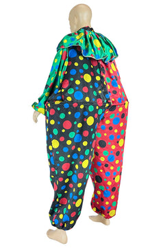 Noleggio costume da clown uomo multicolore a pois vivaci - Carnevale