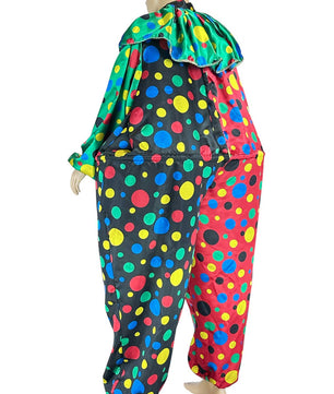 Noleggio costume da clown uomo multicolore a pois vivaci - Carnevale