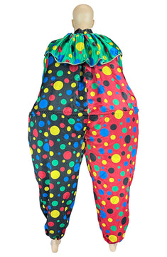 Noleggio costume da clown uomo multicolore a pois vivaci - Carnevale