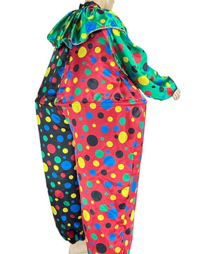 Noleggio costume da clown uomo multicolore a pois vivaci - Carnevale