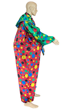 Noleggio costume da clown uomo multicolore a pois vivaci - Carnevale