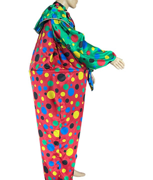Noleggio costume da clown uomo multicolore a pois vivaci - Carnevale