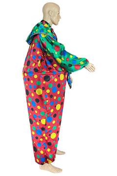Noleggio costume da clown uomo multicolore a pois vivaci - Carnevale