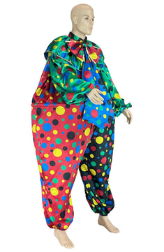 Noleggio costume da clown uomo multicolore a pois vivaci - Carnevale