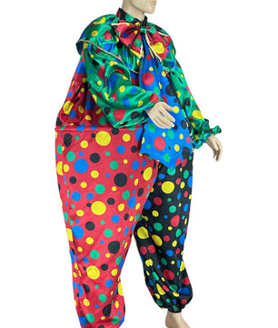 Noleggio costume da clown uomo multicolore a pois vivaci - Carnevale