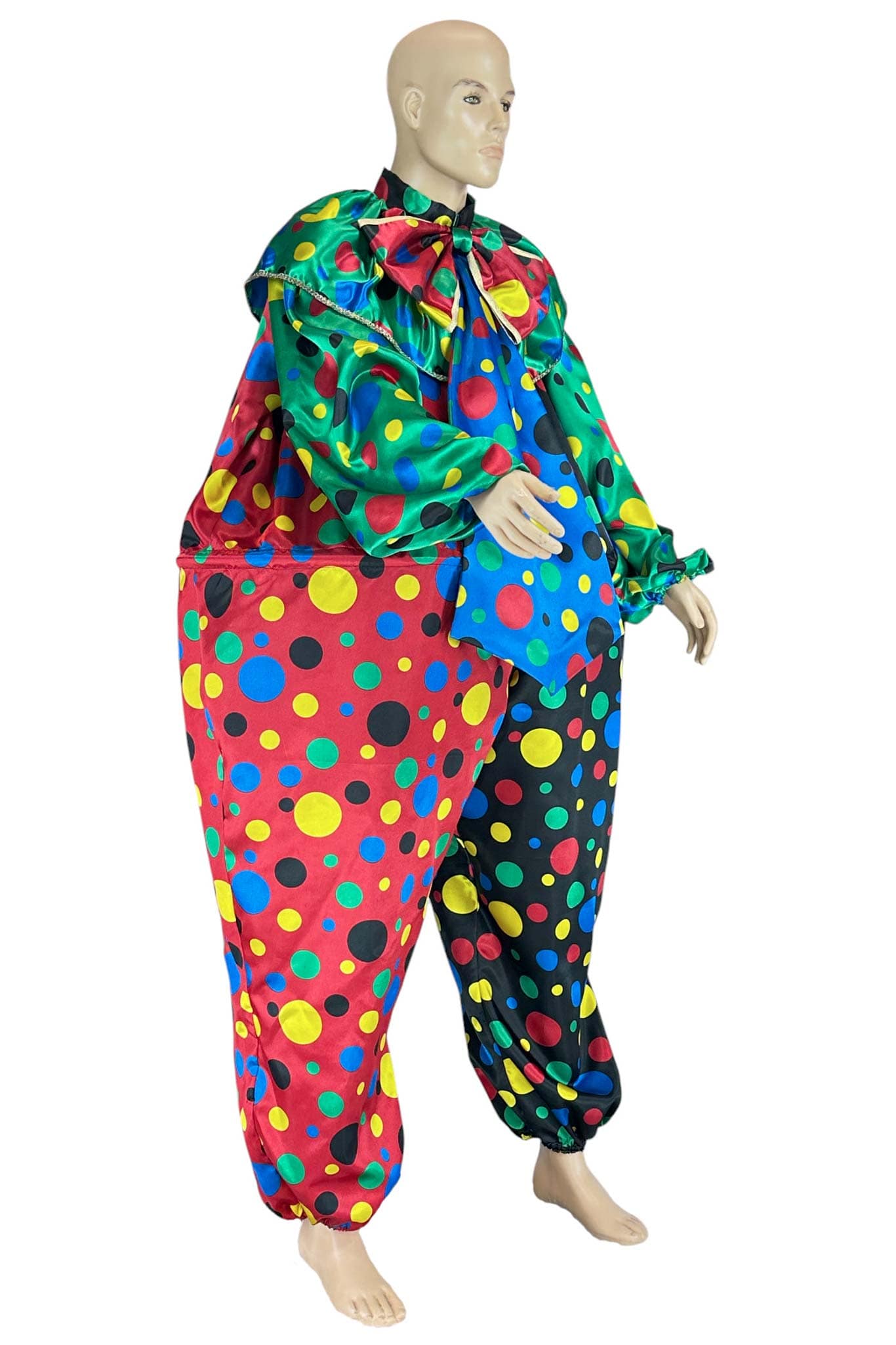 Noleggio costume da clown uomo multicolore a pois vivaci - Carnevale