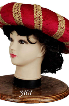 noleggio-copricapo-storico-velluto-rosso-dorato_3