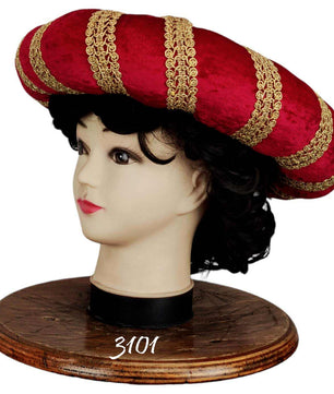 noleggio-copricapo-storico-velluto-rosso-dorato_3