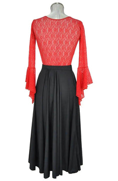 Noleggio abito donna flamenco pizzo rosso e gonna nera-danza
