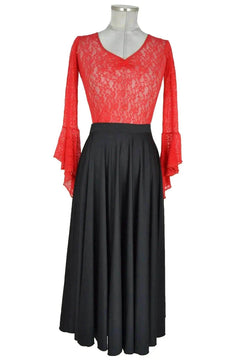 Noleggio abito donna flamenco pizzo rosso e gonna nera-danza