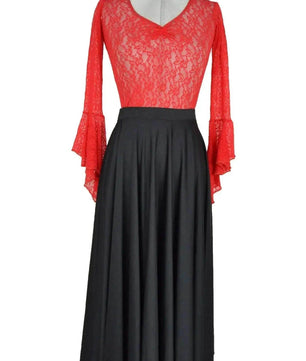 Noleggio abito donna flamenco pizzo rosso e gonna nera-danza