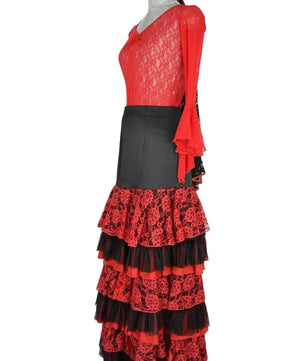 Noleggio abito donna flamenco rosso e nero-danza-Carnevale