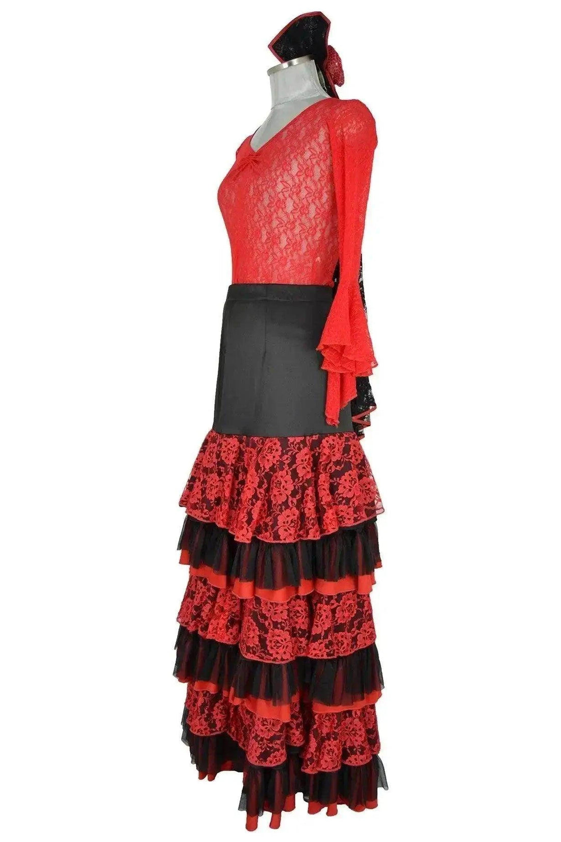 Noleggio abito donna flamenco rosso e nero-danza-Carnevale