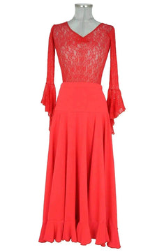 Noleggio abito donna flamenco rosso e manton nero - danza