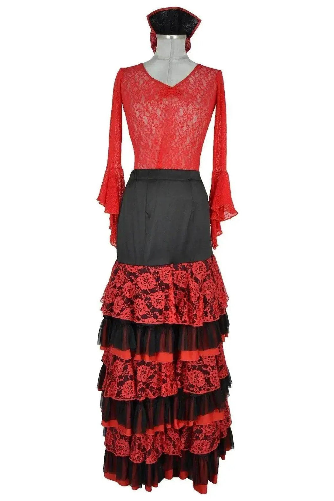 Noleggio abito donna flamenco rosso e nero-danza-Carnevale