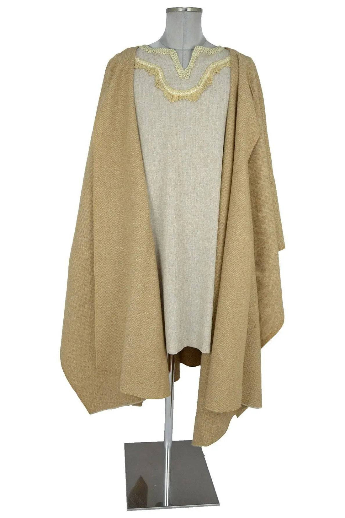 Noleggio Tunica Medievale Beige uomo con Mantello per Rievocazioni 