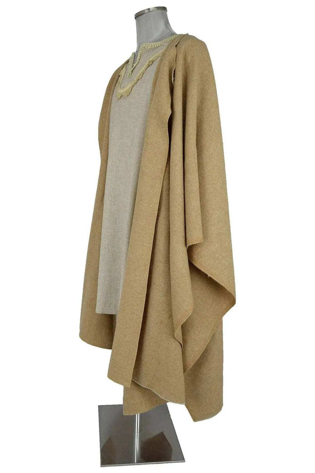 Noleggio Tunica Medievale Beige uomo con Mantello per Rievocazioni 