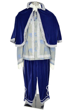 Noleggio abito storico uomo blu velluto con mantello - carnevale