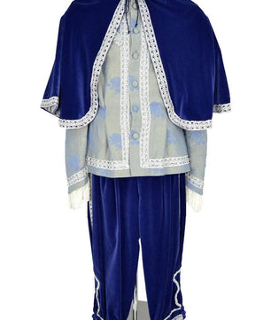 Noleggio abito storico uomo blu velluto con mantello - carnevale