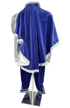 Noleggio abito storico uomo blu velluto con mantello - carnevale