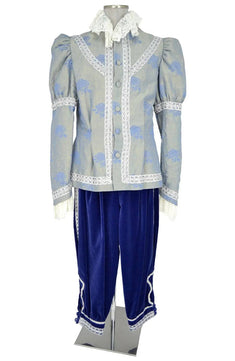 Noleggio abito storico uomo blu velluto con mantello - carnevale