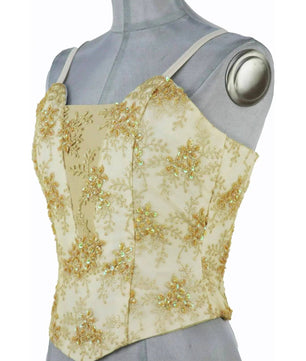 Noleggio corpetto da danza donna elegante ricamato in oro e strass