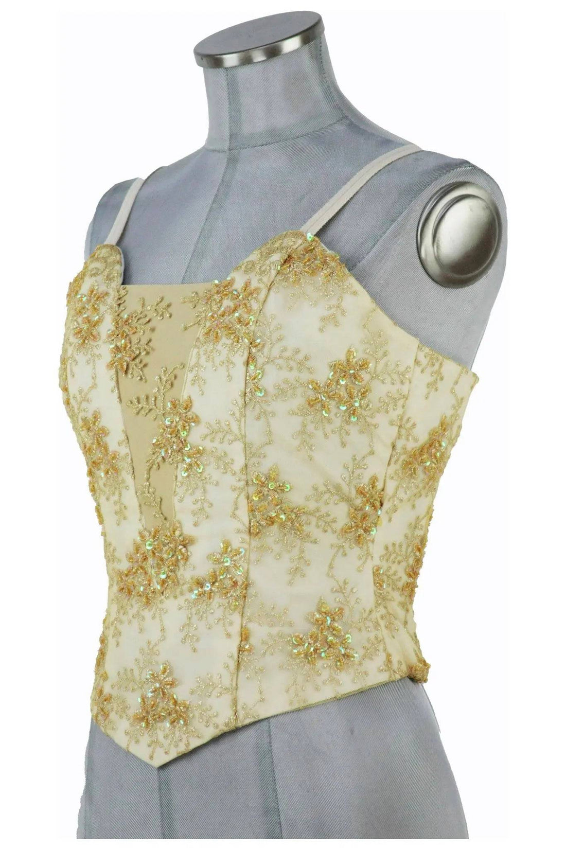 Noleggio corpetto da danza donna elegante ricamato in oro e strass